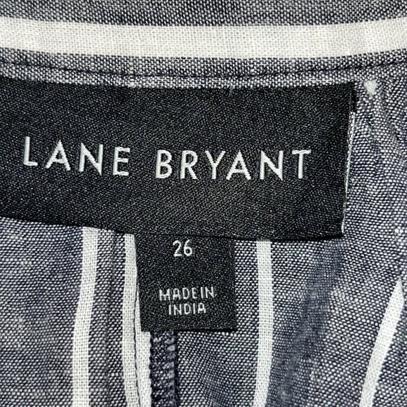 LANE BRYANT Long Balloon Sleeve Peasant Blouse - Linen Blend -Black & White - 26 - Picture 10 of 13